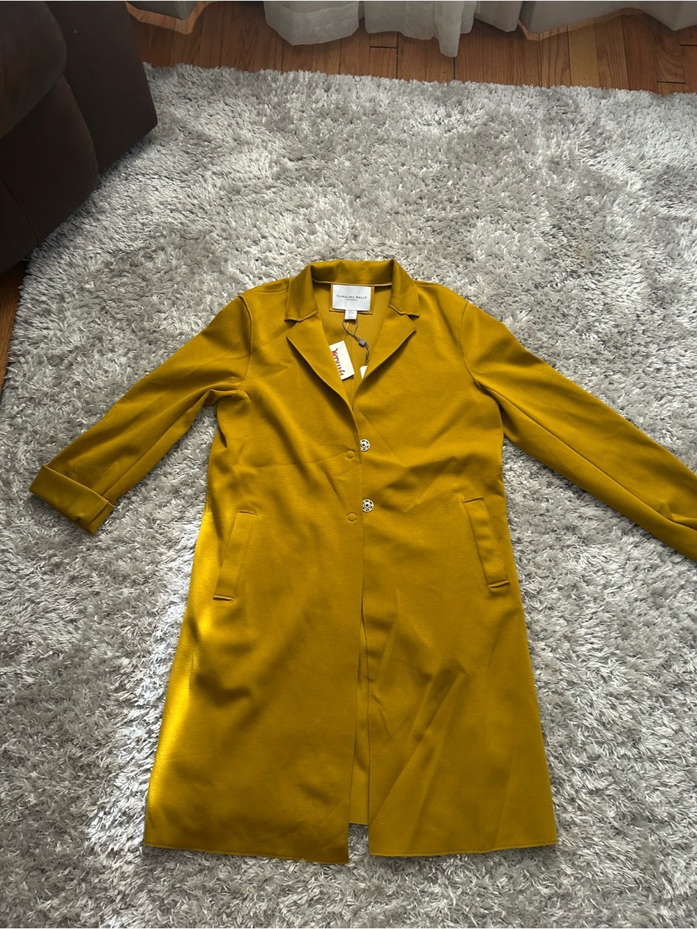 Carolina Belle Mustard Yellow Long Coat